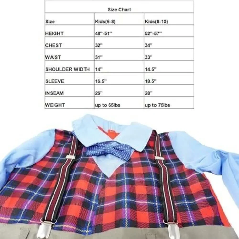 4Es Novelty Kids Large 8-10 Old Man Costume Full 6pc Set 100 Days School Fun